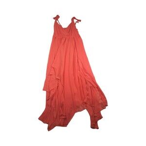 BCBG Sz XXS Orange Chiffon High Low Halter Cocktail Mini Dress